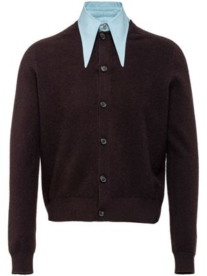 Prada cardigan en cachemire à col italien - Marron