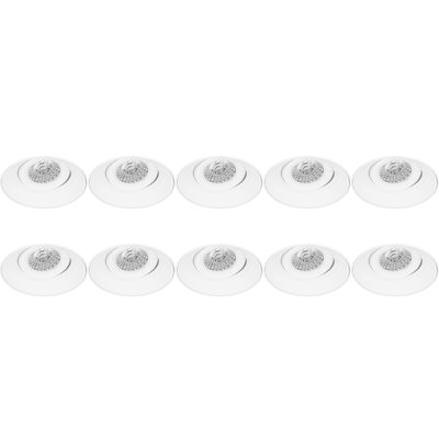 Spot Armatuur 10 Pack - Pragmi Nivas Pro - GU10 Inbouwspot - Rond - Wit - Aluminium - Trimless - Kantelbaar - Ø150mm