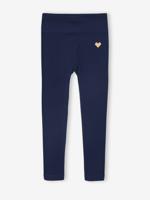Sportlegging in ribstof zonder naad voor meisjes marineblauw