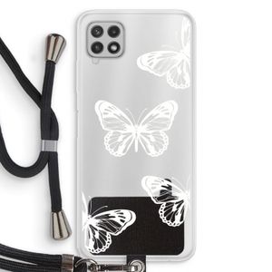 White butterfly: Samsung Galaxy A22 4G Transparant Hoesje met koord