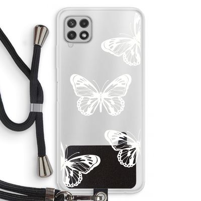 White butterfly: Samsung Galaxy A22 4G Transparant Hoesje met koord