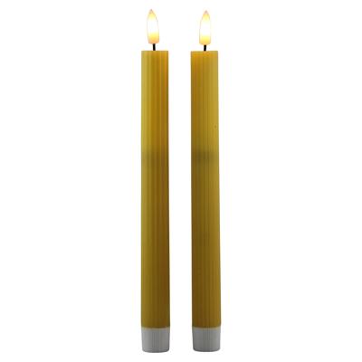 Magic Flame Dinerkaarsen - LED - 2x stuks - geel - 25 cm - met glitters