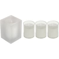 1x Witte woondecoratie kaarsen met houders en 3 navullingen 7 x 10 cm 24 branduren