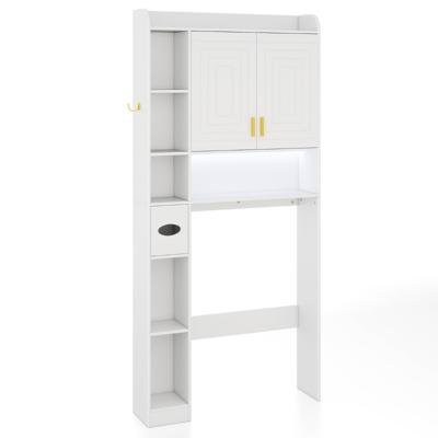 Toiletkast Vrijstaande Badkamerkast Bovenkast voor Badkamer en Wasruimte Badkamerrek van Hout Wit