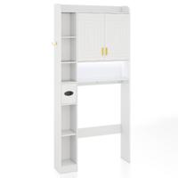 Toiletkast Vrijstaande Badkamerkast Bovenkast voor Badkamer en Wasruimte Badkamerrek van Hout Wit