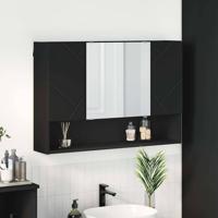 Badkamer spiegelkast Zwart 80 x 17 x 55 cm Bewerkt hout