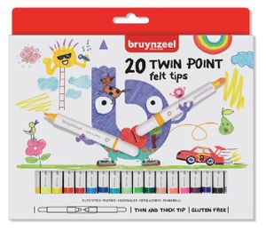 Viltstift Bruynzeel Kids Twin Points blister ÃƒÆ’ 20 stuks assorti