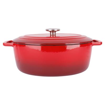 Braadpan/stoofpan - gietijzer/emaille - 6 liter - 31 x 24 x 12 cm - rood - voor stoofpotten/stoofvle