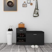 VidaXL Schoenenbank 94,5x31x57 cm bewerkt hout zwart
