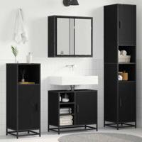 Badkamermeubelset met opslag 3 pcs Zwart eiken 65 x 33 x 60 cm