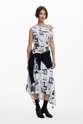 Asymmetrische krantenrok - WHITE - XL