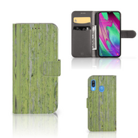 Samsung Galaxy A40 Book Style Case Green Wood