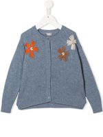 Il Gufo cardigan à fleurs brodées - Bleu