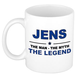 Naam cadeau mok/ beker Jens The man, The myth the legend 300 ml   -