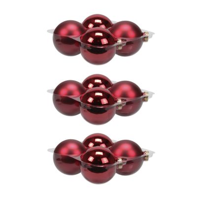 12x stuks glazen kerstballen rood 10 cm mat/glans