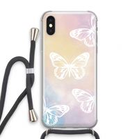 White butterfly: iPhone X Transparant Hoesje met koord