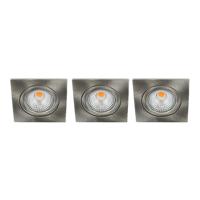 Set 3x Bella Ondiepe LED spot kantelbaar 5Watt vierkant NIKKEL dimbaar