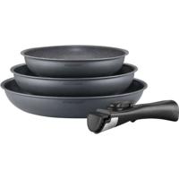 Arthur Martin AM521GM Keukenbatterij Set met 3 kachels - Matt Gray 20-24-28 cm + 1 Verwijderbare handgreep - Alle lichten inclusief inductie
