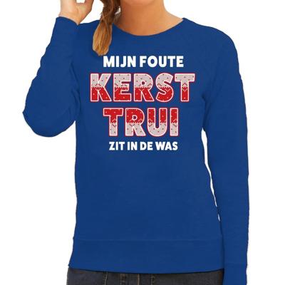 Foute kersttrui - sweater - Mijn foute kersttrui zit in de was - blauw - voor dames - kerstkleding