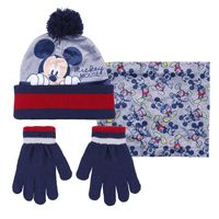 Disney Mickey Mouse 3-delig winterset - muts/handschoenen/nek warmer - grijs - voor kinderen - thumbnail