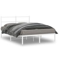 Bedframe met hoofdbord metaal wit 135x190 cm