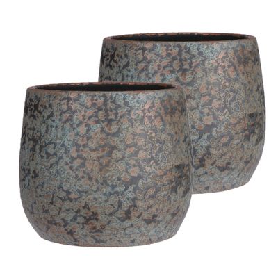 Set van 3x stuks bloempot keramiek voor kamerplant koper 31 x 38 cm