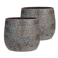 Set van 3x stuks bloempot keramiek voor kamerplant koper 31 x 38 cm