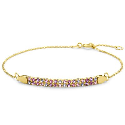 Armband geelgoud-amethist-saffier-rhodoliet goud- en meerkleurig 16-18 cm