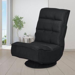 Relax Fauteuil Verstelbare Opklapbare Fauteuil Draaibare Vloer Stoel Sofa Stoel Vloer Kussen Zwart