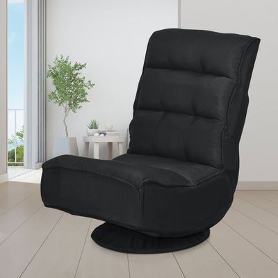 Relax Fauteuil Verstelbare Opklapbare Fauteuil Draaibare Vloer Stoel Vouwbare Vloerstoel voor Volwassenen Zwart