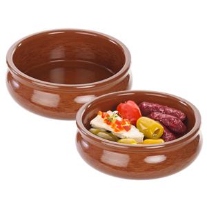 Tapas ovenschaal/serveerschaal - 2x - rond - Spaans terracotta/aardewerk - D18 x H6.5 cm