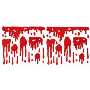 Horror gel raamstickers bloed - 3x - 25 x 25 cm - rood - Halloween thema decoratie/versiering