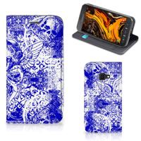 Mobiel BookCase Samsung Galaxy Xcover 4s Angel Skull Blauw