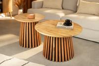 Ronde set van 2 salontafels VALHALLA WOOD 70cm naturel bruin acaciahout - 45993
