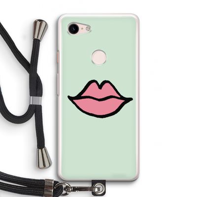 Kusje: Pixel 3 Transparant Hoesje met koord