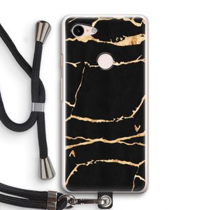 Gouden marmer: Pixel 3 Transparant Hoesje met koord