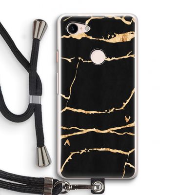 Gouden marmer: Pixel 3 Transparant Hoesje met koord