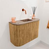 Toiletmeubel Mondiaz Joya Dlux | 63.2 cm | Meubelkleur Oak | Faye wastafel Arena Wasbak Midden | Zonder kraangat(en)