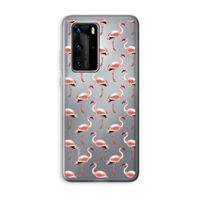 Flamingoprint groen: Huawei P40 Pro Transparant Hoesje