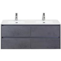 Dante Badmeubelset 120 cm - 4 Laden Beton Antraciet - Keramische Wastafel Wit Cover