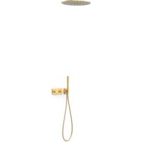 Regendouche set Tres B-System | Inbouw | Thermostaatkraan | 2-weg | Rechthoekig | 24k Goud mat