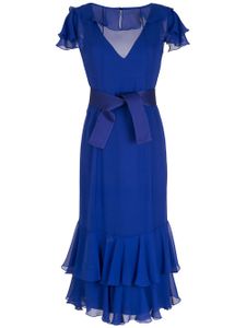 Gloria Coelho robe mi-longue en soie - Bleu