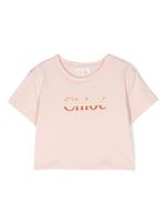 Chloé Kids t-shirt en coton à logo embossé - Rose - thumbnail