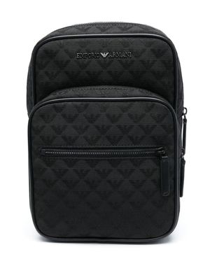 Emporio Armani sac à dos à motif monogrammé en jacquard - Noir