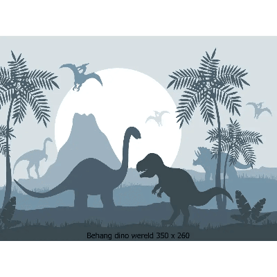 Designed4Kids wandvullend behang kinderkamer dino blauw-350 x 260 cm