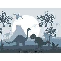 Designed4Kids wandvullend behang kinderkamer dino blauw-350 x 260 cm