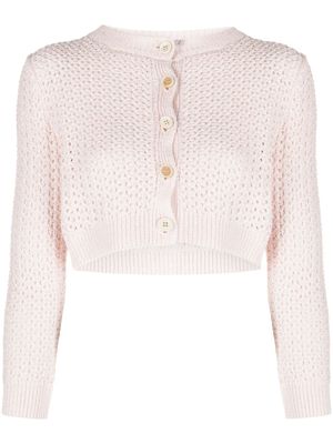 Fabiana Filippi cardigan en maille ajourée à sequins - Rose