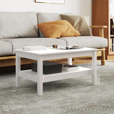Salontafel 80x50x40 cm massief grenenhout wit