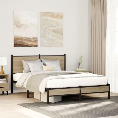 Bedframe zonder matras metaal sonoma eikenkleurig 150x200 cm