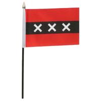 Amsterdam - mini vlaggetje van 10 x 15 cm op stokje - Landen vlag - H27 cm